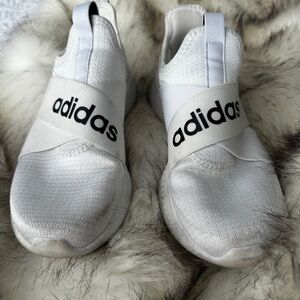 Adidas White Slip-On Shoes with Logo Band